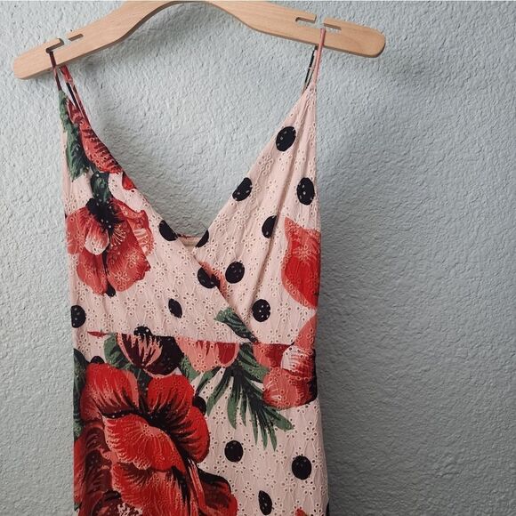 Farm Rio Riviera Eyelet Maxi Dress Anthropologie Riviera Red Floral - Picture 11 of 15